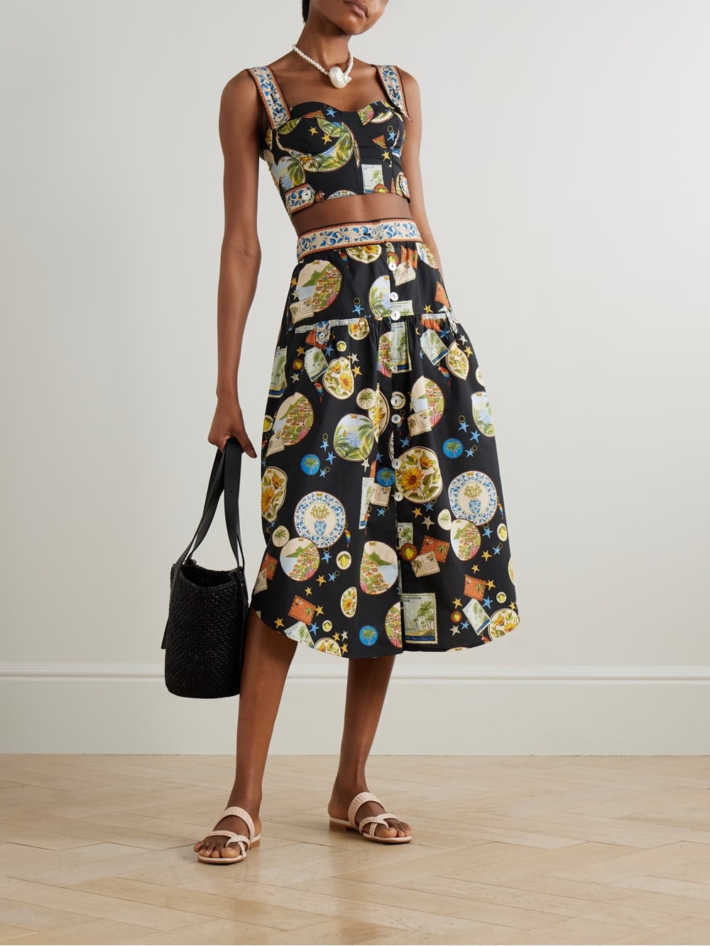 Farm Rio: Black Trip Souvenir Topstitching Top - Picture 5 of 15